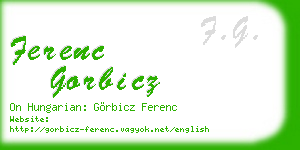 ferenc gorbicz business card