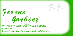 ferenc gorbicz business card